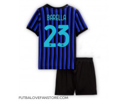Inter Milan Nicolo Barella #23 Domáci Detský futbalový dres 2025-26 Krátky Rukáv (+ trenírky)